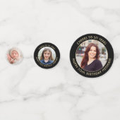 ANY誕生日応援エレガントブラックおよび金ゴールド3写真 コンフェッティ (裏面)