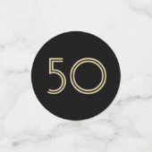 ANY誕生日応援エレガントブラックおよび金ゴールド3写真 コンフェッティ (スモール正面)