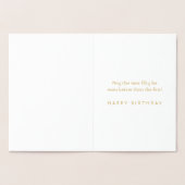 ANY誕生日応援エレガントホワイトおよび金ゴールド紙吹雪 箔カード (内部)