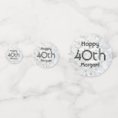 ANY誕生日応援エレガントマーブルブラックとホワイト コンフェッティ (裏面)