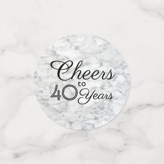 ANY誕生日応援エレガントマーブルブラックとホワイト コンフェッティ (スモール正面)