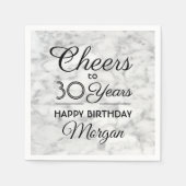 ANY誕生日応援エレガント白黒の大理石 スタンダードカクテルナプキン (正面)