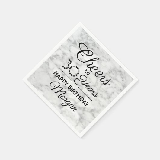 ANY誕生日応援エレガント白黒の大理石 スタンダードカクテルナプキン (角)