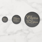 ANY誕生日応援シンプルシャルボードブラック&金ゴールド コンフェッティ (正面)