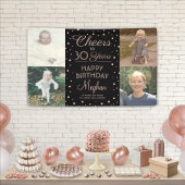 ANY誕生日応援ブラック&ピンク紙吹雪4写真 横断幕