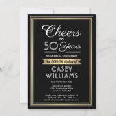 ANY誕生日応援ブラック、ホワイト、金ゴールドパーティー 招待状 (正面)