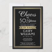 ANY誕生日応援ブラック、ホワイト、金ゴールドパーティー 招待状 (正面)