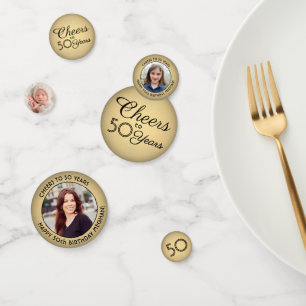 ANY誕生日応援ブラック&金ゴールドフォイルフェイク3フォト コンフェッティ