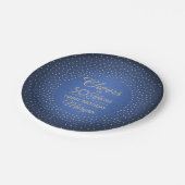 ANY誕生日応援ブラッシュブルーと金ゴールド紙吹雪 ペーパープレート (アングル)