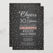 ANY誕生日応援白黒&ピンクシャルボード 招待状 (正面/裏面)