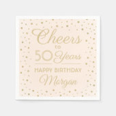 ANY誕生日応援赤面ピンクと金ゴールドグリッター スタンダードカクテルナプキン (正面)