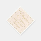 ANY誕生日応援赤面ピンクと金ゴールドグリッター スタンダードカクテルナプキン (角)