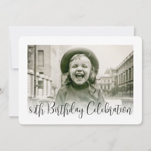 ANY誕生日2フォトモダントレンディースクリプトパーティー 招待状 (正面)