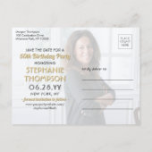 ANY誕生日2 Photo Blackと金ゴールドSave the Date インビテーションポストカード (裏面)