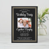 ANY誕生日2 Photo Black、White、および金ゴールドパーティー 招待状 (スタンド正面)