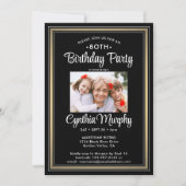 ANY誕生日2 Photo Black、White、および金ゴールドパーティー 招待状 (正面)