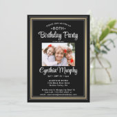 ANY誕生日2 Photo Black、White、および金ゴールドパーティー 招待状 (スタンド正面)