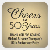 _ANY アニバーサリー おめでとう ブラック＆ゴールド 偽のホイル スクエアシール (正面)