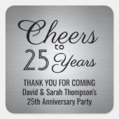 ANY アニバーサリー おめでとう ブラック＆シルバー 偽のホイル スクエアシール (正面)