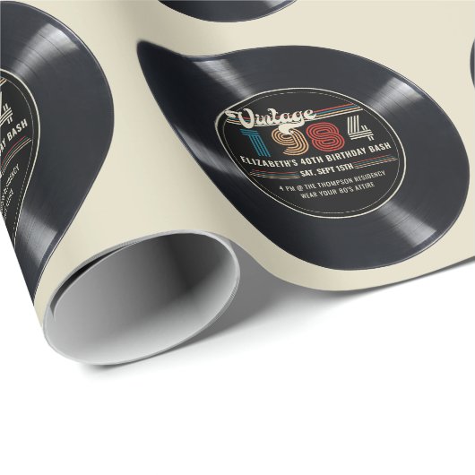 Any パーソナライズされた AgeヴィンテージロックN'転が誕生日 ラッピングペーパー (ロールコーナー)