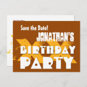 ANY モダン YEAR Birthday Party B05の日付を保存 案内ポストカード (正面/裏面)