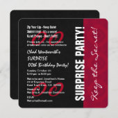 Any モダン Year SUPPLISE誕生日V09赤黒 招待状 (正面/裏面)