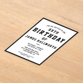 ANY AGEカッコいい誕生日招待状 |黒と白 アクリル招待状 (レイダウン)