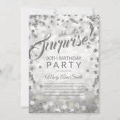 Any Ageサプライズパーティー | 銀グリッター紙吹雪 招待状 (正面)