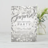 Any Ageサプライズパーティー | 銀グリッター紙吹雪 招待状 (スタンド正面)