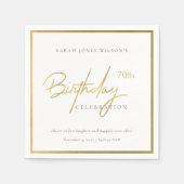 ANY AGEシンプル金ゴールドエレガントタイポグラフィ誕生日 スタンダードカクテルナプキン (正面)