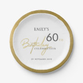 ANY AGEシンプル金ゴールドエレガントタイポグラフィ誕生日 ペーパープレート (正面)