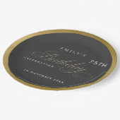 ANY AGEシンプル BLACK金ゴールドタイポグラフィ誕生日 ペーパープレート (アングル)