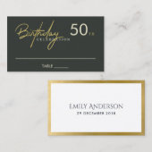 ANY AGEシンプル BLACK金ゴールド誕生日座席表 名刺 (正面/裏面)