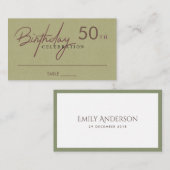 ANY AGEシンプル KRAFT海軍金ゴールドタイポグラフィ誕生日 プレイスカード (正面/裏面)