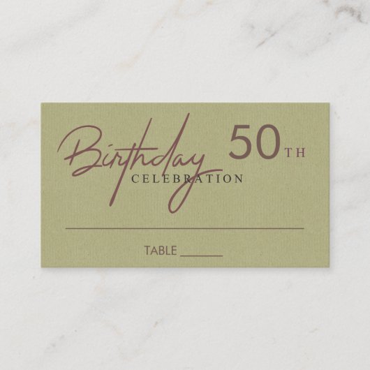 ANY AGEシンプル KRAFT海軍金ゴールドタイポグラフィ誕生日 プレイスカード (正面)