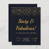 Any Ageスタイリッシュ金ゴールドスターズ誕生パーティー インビテーションポストカード (正面/裏面)