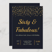 Any Ageスタイリッシュ金ゴールドスターズ誕生パーティー 招待状 (正面/裏面)