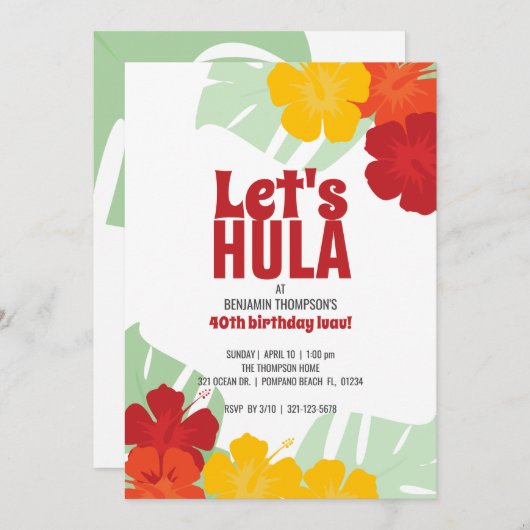 ANY AGEトロピカルバースデーパーティークラシックルアウ(ハワイ式宴会) 招待状 (正面/裏面)