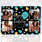 Any Ageハッピーバースデーカスタムフォトティール（緑がかった色） カード