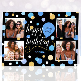 Any Ageハッピーバースデーカスタムフォトブルー カード