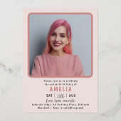 Any Ageバラ金ゴールド&ピンク誕生日パーティー 箔招待状 (裏面)