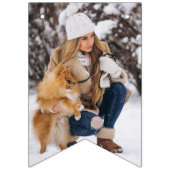 ANY AGEブラック&ホワイトイニシャル&フォト誕生日 バンティングフラッグ (第1の旗)