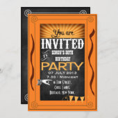 ANY AGEレトロシャルボードバースデーパーティーの招待 招待状 (正面/裏面)