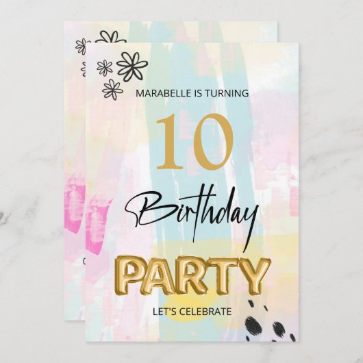 *～* ANY AGE抽象芸術Doodle Pastel Brush 招待状 (正面/裏面)