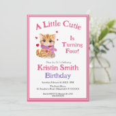 ANY AGE水彩バレンタインデー子猫誕生日 招待状 (スタンド正面)