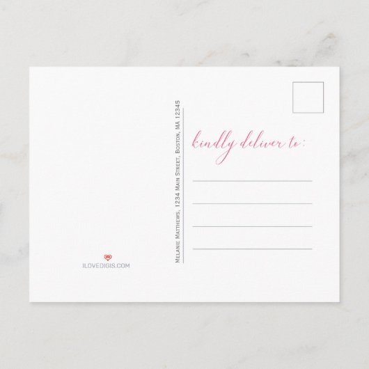 Any Age熱帯フローラピンク牡丹90誕生日 インビテーションポストカード (裏面)