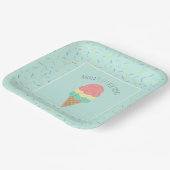 Any Age甘い1ピンクアイスクリームコーン1歳の誕生日 ペーパープレート (傾斜あり)