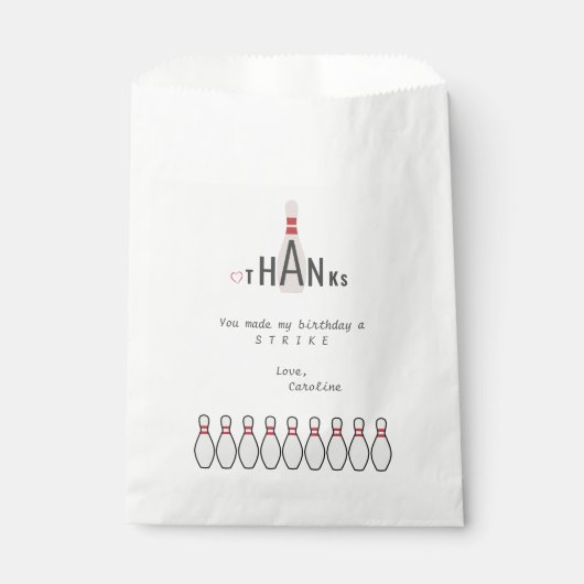 Any Age白いモダンボーリングシンプル誕生日パーティー フェイバーバッグ (正面)