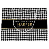 Any Age白黒千鳥格子のハッピーバースデー ラージペーパーバッグ (正面)