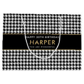 Any Age白黒千鳥格子のハッピーバースデー ラージペーパーバッグ (裏面)